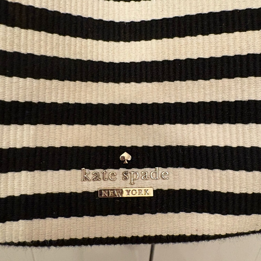 Kate Spade Black and Cream Striped Hand Shoulder Bag 10x10x5 VGUC - Picture 2 of 13